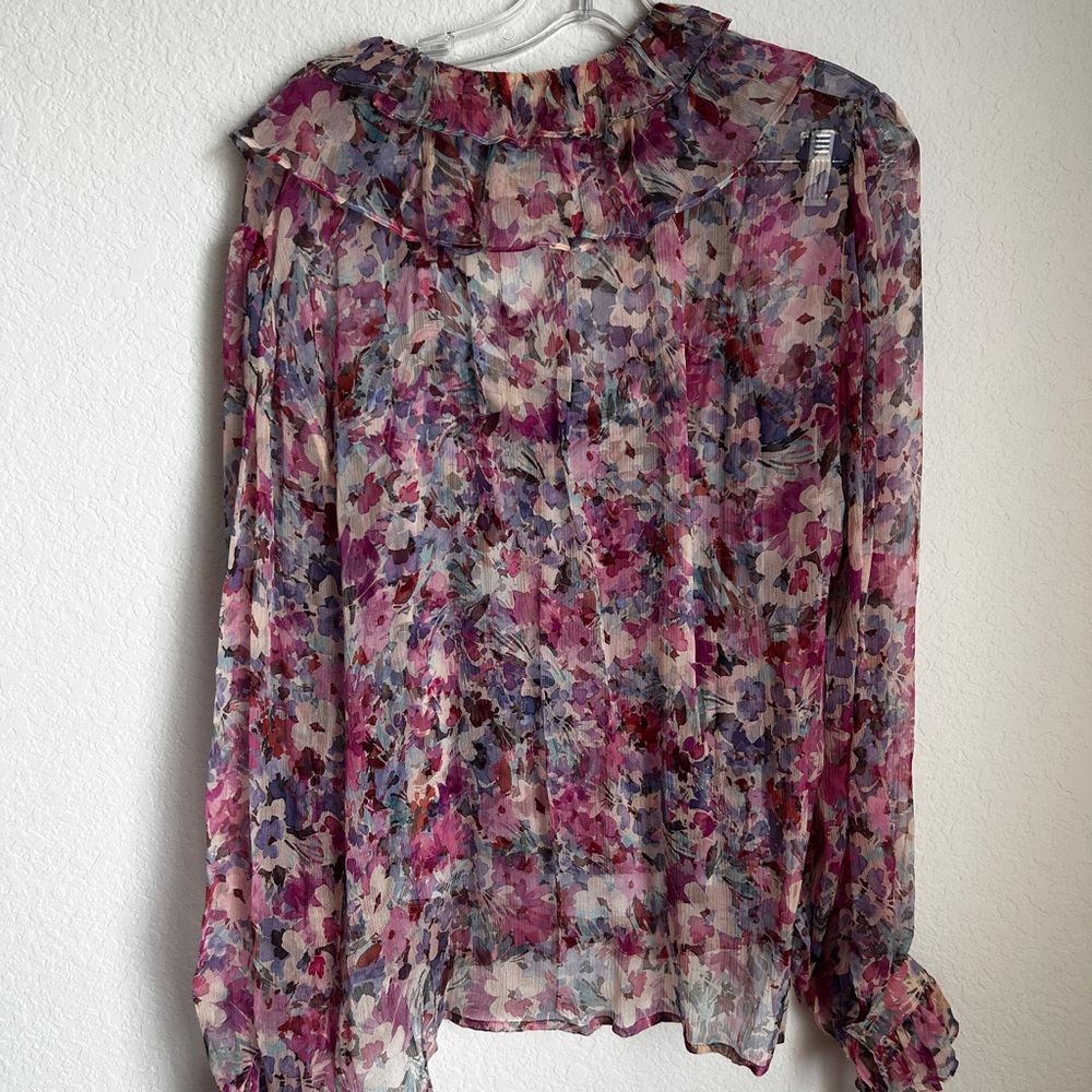 Johnny Was Silk Floral CORA RUFFLE BLOUSE - Picture 12 of 12